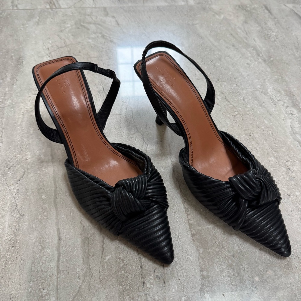 ASOS Black Pointed Knot Slingback Heels